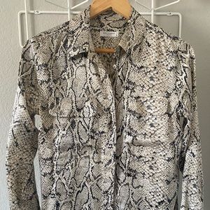 Silk, b/w/grey snakeskin patterned blouse